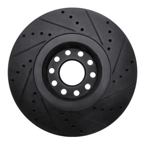 Audi A8 Brake Rotor (1) - Front Left - R1 Concepts - Drilled & Slotted - Black - `00-`03